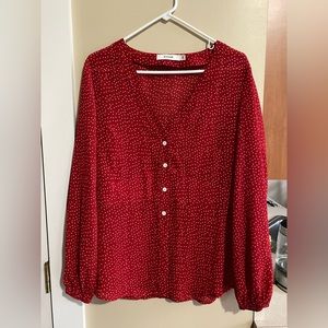 Just Fab red polka dot shirt